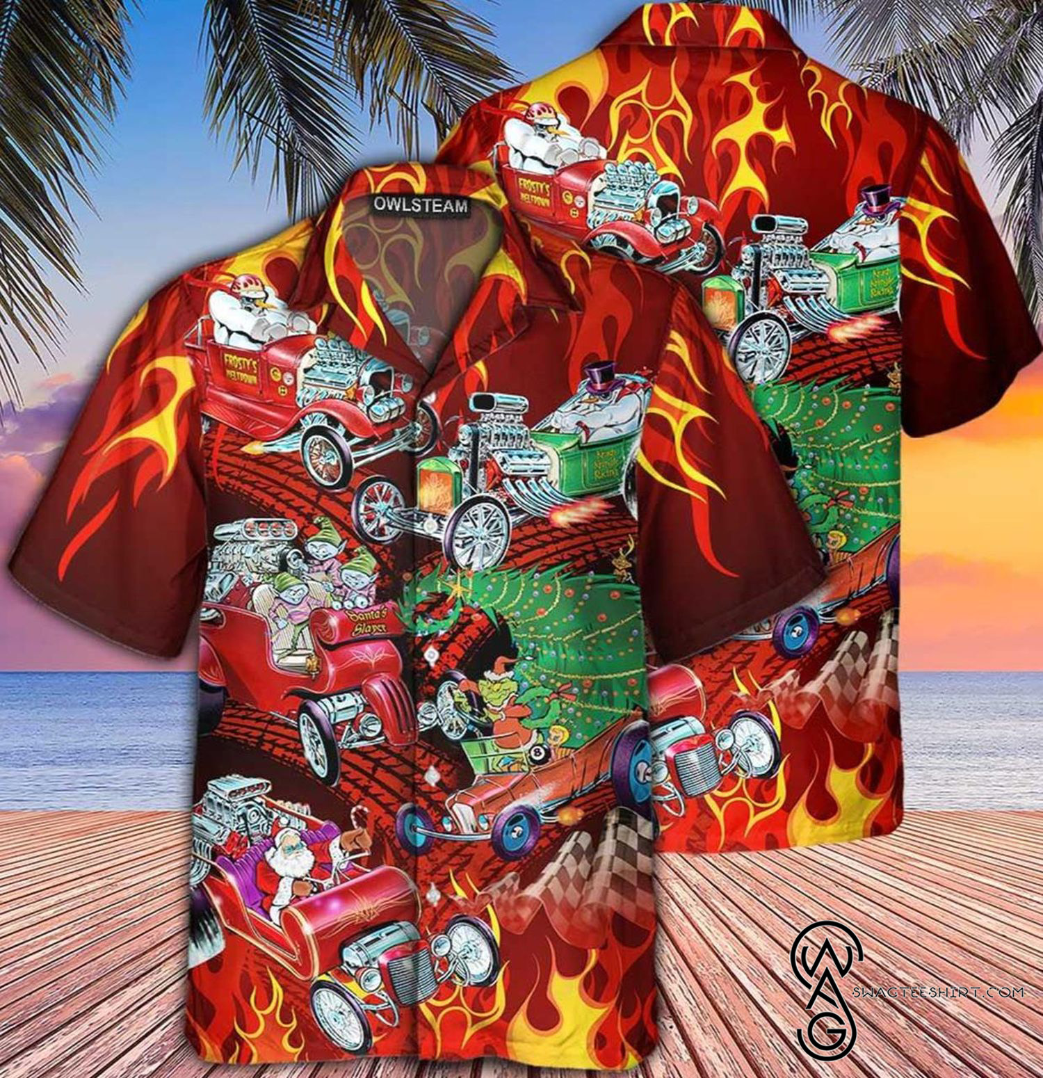 [Top Trending] Hot Rod Santa Love Christmas Hawaiian Aloha Shirts